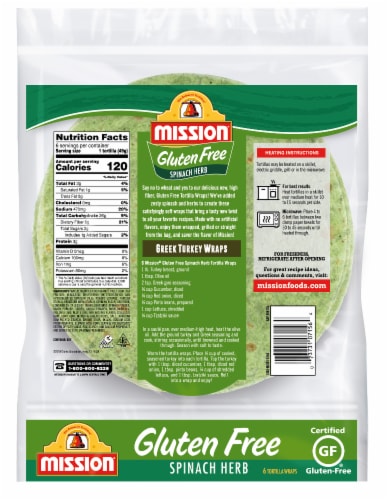 Mission® Gluten Free Spinach Herb Tortillas Perspective: back
