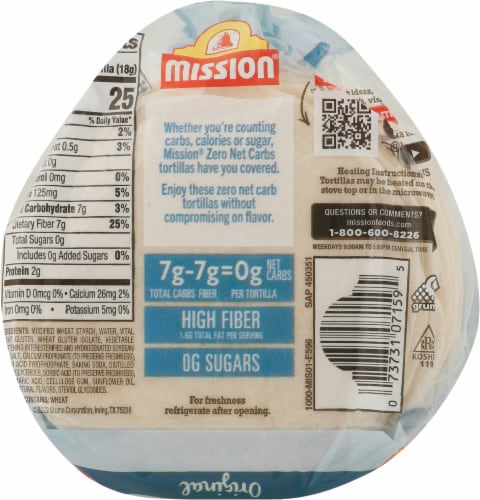Mission® Zero Net Carb Original Tortillas Perspective: back