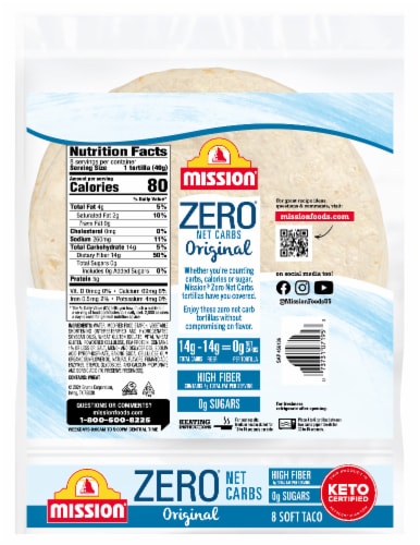 Mission® Zero Net Carbs Original Soft Taco Tortillas Perspective: back