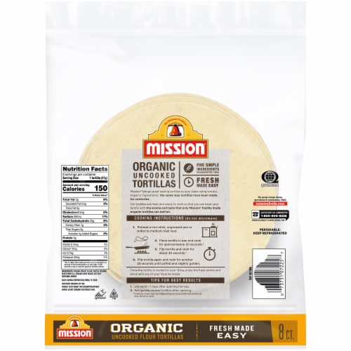 Mission® Organic Uncooked Flour Tortillas Perspective: back