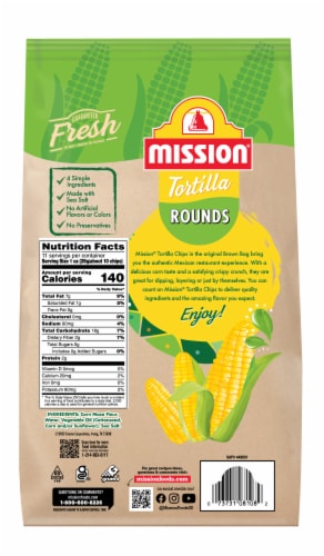 Mission® Sea Salt Yellow Corn Rounds Tortilla Chips Perspective: back