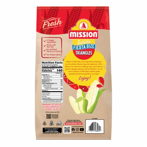 Mission Triangle White Corn Tortilla Chips Perspective: back
