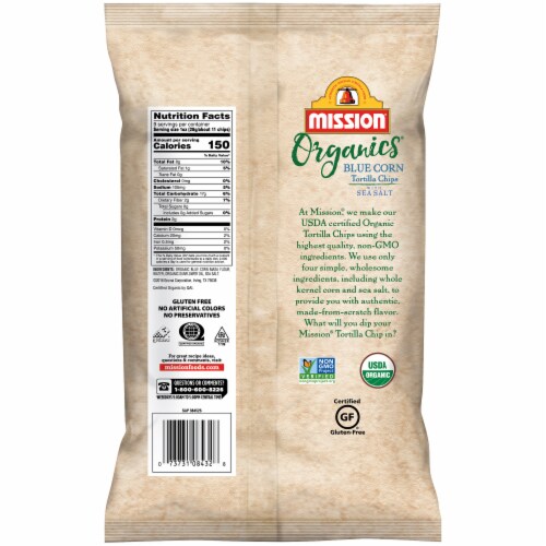 Mission Organics Blue Corn Tortilla Chips Perspective: back