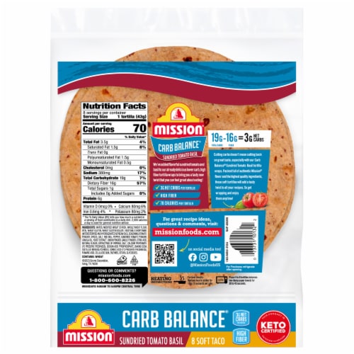 Mission Carb Balance Sundried Tomato Basil Tortilla Wraps Perspective: back
