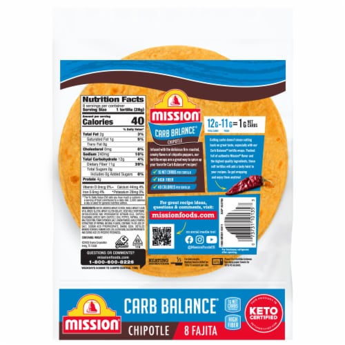 Mission Carb Balance Chipotle Fajita Size Flour Tortillas Perspective: back