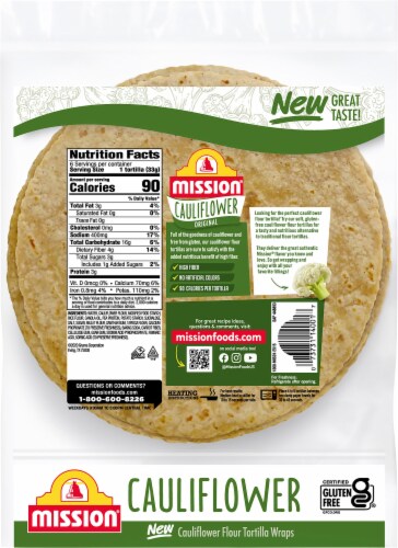 Mission® Gluten Free Cauliflower Flour Tortilla Wraps Perspective: back