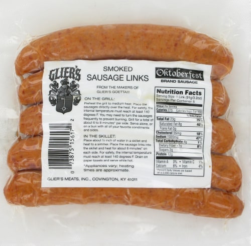 Glier's Octoberfest Brand Smoked Sausage Links Perspective: back