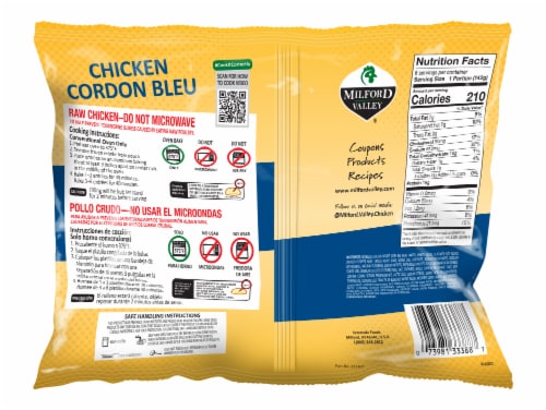 Milford Valley Frozen Raw Chicken Cordon Bleu Perspective: back