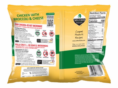 Milford Valley Frozen Raw Broccoli & Cheese Chicken Stuffed Perspective: back