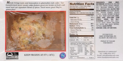 Handy Seafood Gluten Free Crab Cakes Perspective: back