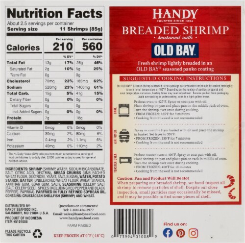 Handy Seafood Old Bay Breaded Shrimp Perspective: back