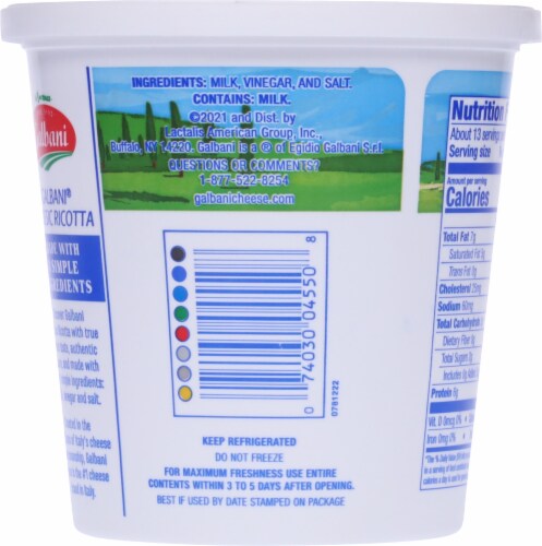 Galbani Whole Milk Classic Ricotta Cheese Perspective: back
