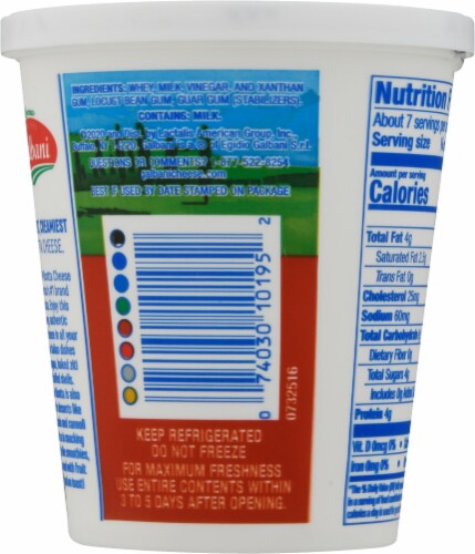 Galbani Part Skim Ricotta Cheese Perspective: back