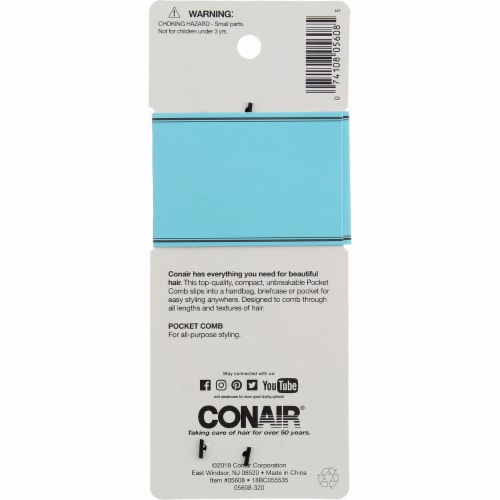 Conair® Single Styleless Pocket Comb Perspective: back