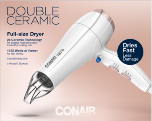 Conair® Double Ceramic 1875 Watt Hair Dryer Perspective: back