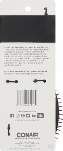 Conair Professional Full & Mid Size Nylon Cushion Brush Set Perspective: back