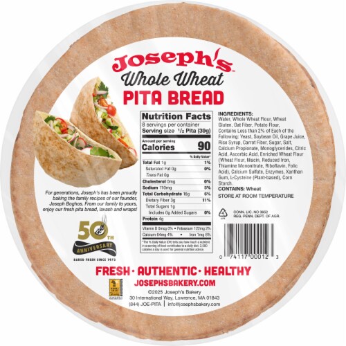 Joseph's™ Whole Wheat Pita Bread Perspective: back