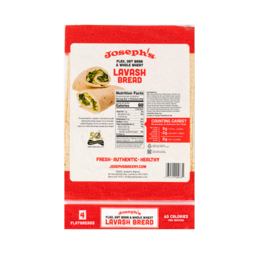 Joseph's™ Flax Oat Bran Whole Wheat Lavash Bread Perspective: back