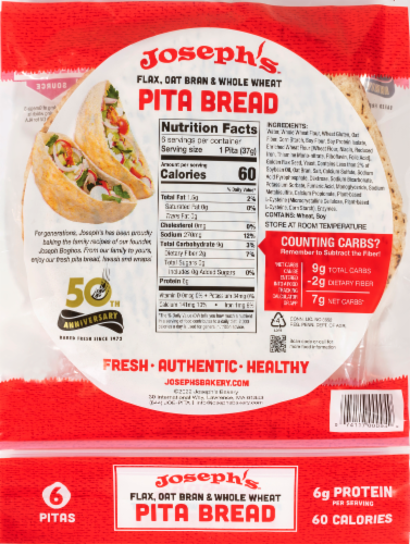Joseph's™ Flax Oat Whole Wheat Pita Bread Perspective: back