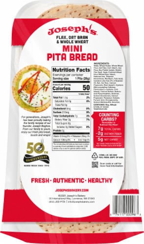 Joseph's™ Flax Oat Bran & Whole Wheat Mini Pita Bread Perspective: back