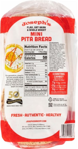 Joseph's™ Flax Oat Bran & Whole Wheat Mini Pita Bread Perspective: back