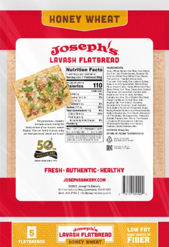 Joseph's™ Honey Wheat Flat Bread Perspective: back