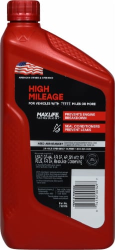 Valvoline MaxLife High Mileage 10W-30 SAE Motor Oil Perspective: back