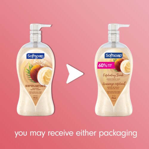 Softsoap Body Wash Pump Exfoliating Scrub Coconut Butter Scent Perspective: back