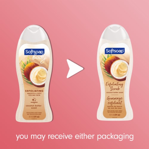Softsoap Exfoliating Body Wash Coconut Butter Scrub Perspective: back