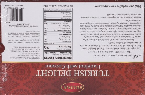 Sultan® Hazelnut With Coconut Turkish Delight Candy Perspective: back