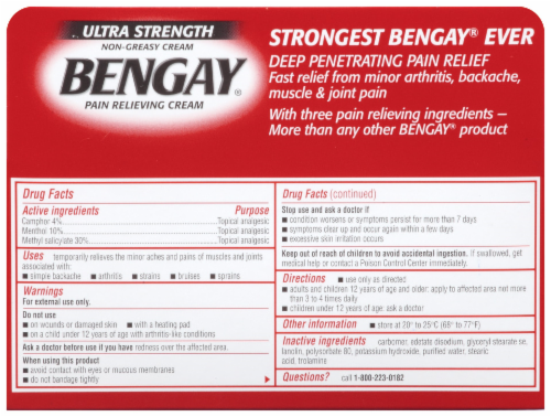 Bengay Ultra Strength Pain Relieving Cream Perspective: back