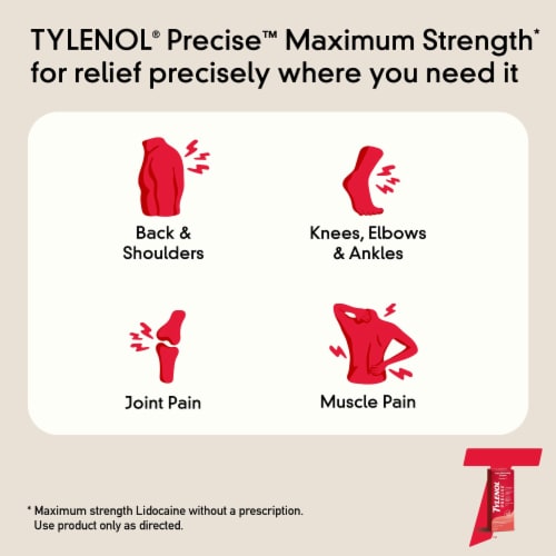 Tylenol Precise Maximum Strength 4% Lidocaine Pain Relieving Cream Perspective: back