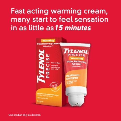 Tylenol Precise Warming Lidocaine Pain Relieving Cream Perspective: back