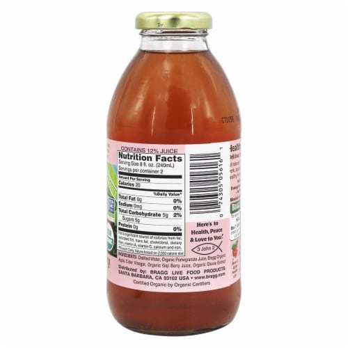 Bragg Pomegranate Cherry Apple Cider Vinegar Refresher Perspective: back