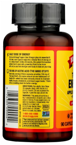 Bragg® True Energy Apple Cider Vinegar Supplement Capsules Perspective: back