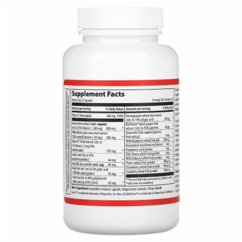 Vibrant Health Plant-Based Vitamin C - 60 Vegetable Capsules Perspective: back