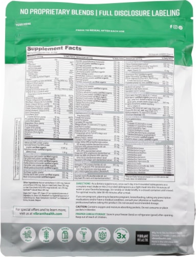 Vibrant Health® Vanilla Bean Maximum Vibrance Drink Powder Perspective: back