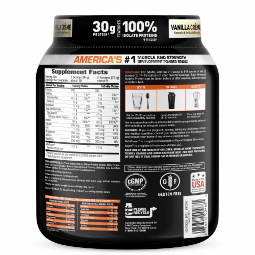 Body Fortress® Super Advanced Vanilla Creme Isolate Protein Powder Perspective: back