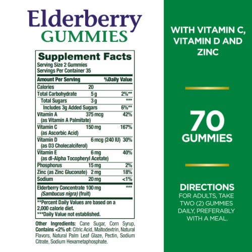 Nature's Bounty Elderberry Immune Support Gummies, 100 Mg Perspective: back