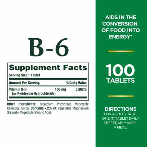 Nature's Bounty® B6 Tablets 100mg Perspective: back
