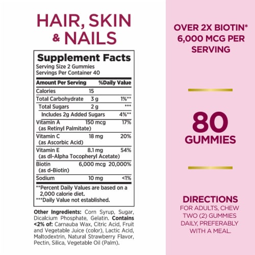 Nature's Bounty Advanced Hair Skin & Nails Gummies Perspective: back