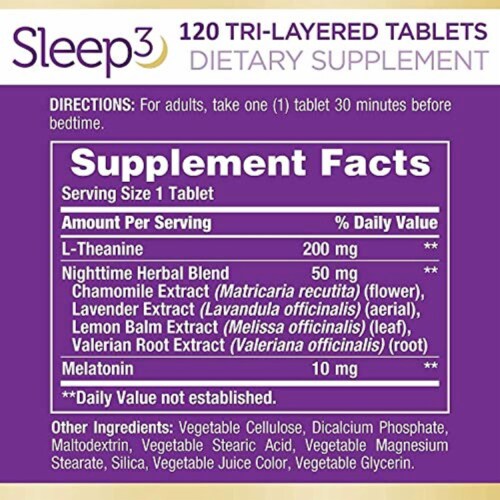 Natures`s Bounty Sleep 3-120 Tablets Perspective: back