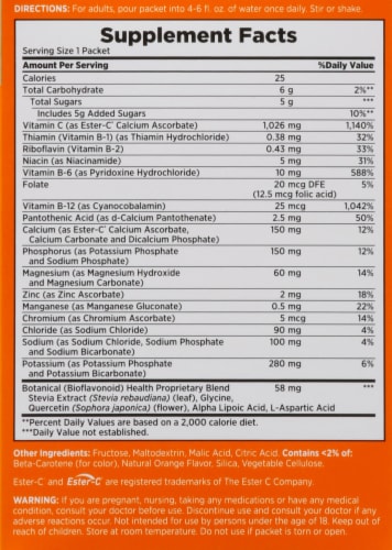 Nature's Bounty® Natural Orange Flavor Immune 24+ Effervescent Powder Packets 1000mg Perspective: back