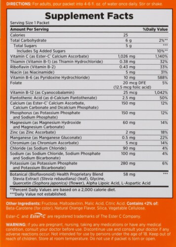 Nature's Bounty® Natural Orange Flavor Immune 24+ Effervescent Powder Packets 1000mg Perspective: back