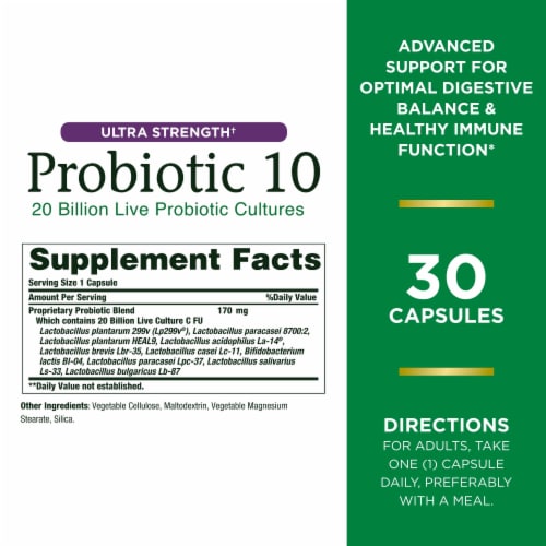 Nature's Bounty® Probiotic 10 Dietary Capsules Perspective: back