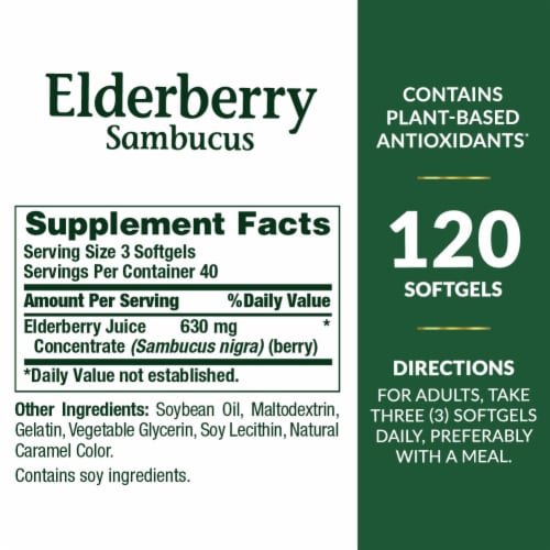 Nature's Bounty® Elderberry Softgels Perspective: back