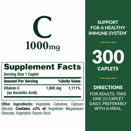 Nature's Bounty Vitamin C Caplets, Supports Immune Health, Vitamin C Supplement, 1000mg Perspective: back