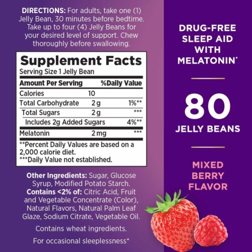 Nature's Bounty Melatonin Sleep Aid Mixed Berry Jelly Beans Perspective: back