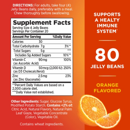 Nature's Bounty® Immune Orange Flavored Dietary Supplement Jelly Beans Perspective: back