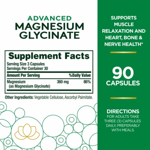 Nature’s Bounty Advanced Magnesium Glycinate Supplement, 360mg Perspective: back